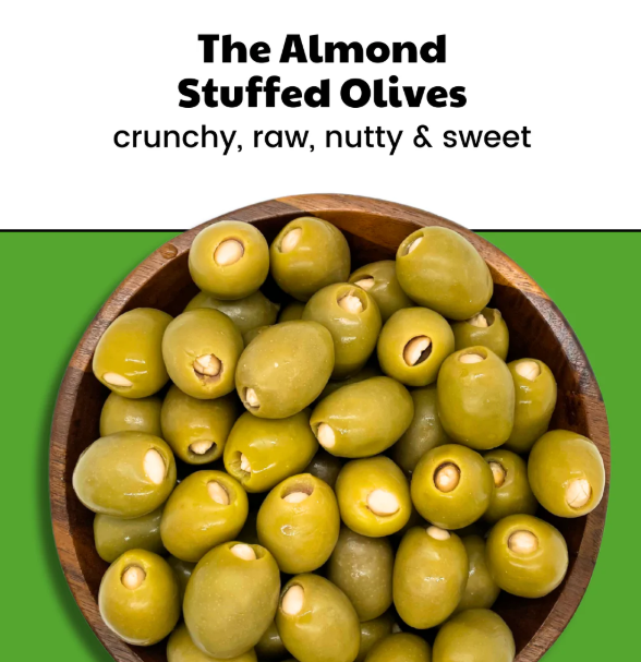 Green olives stuffed with almonds in sfo 2kg