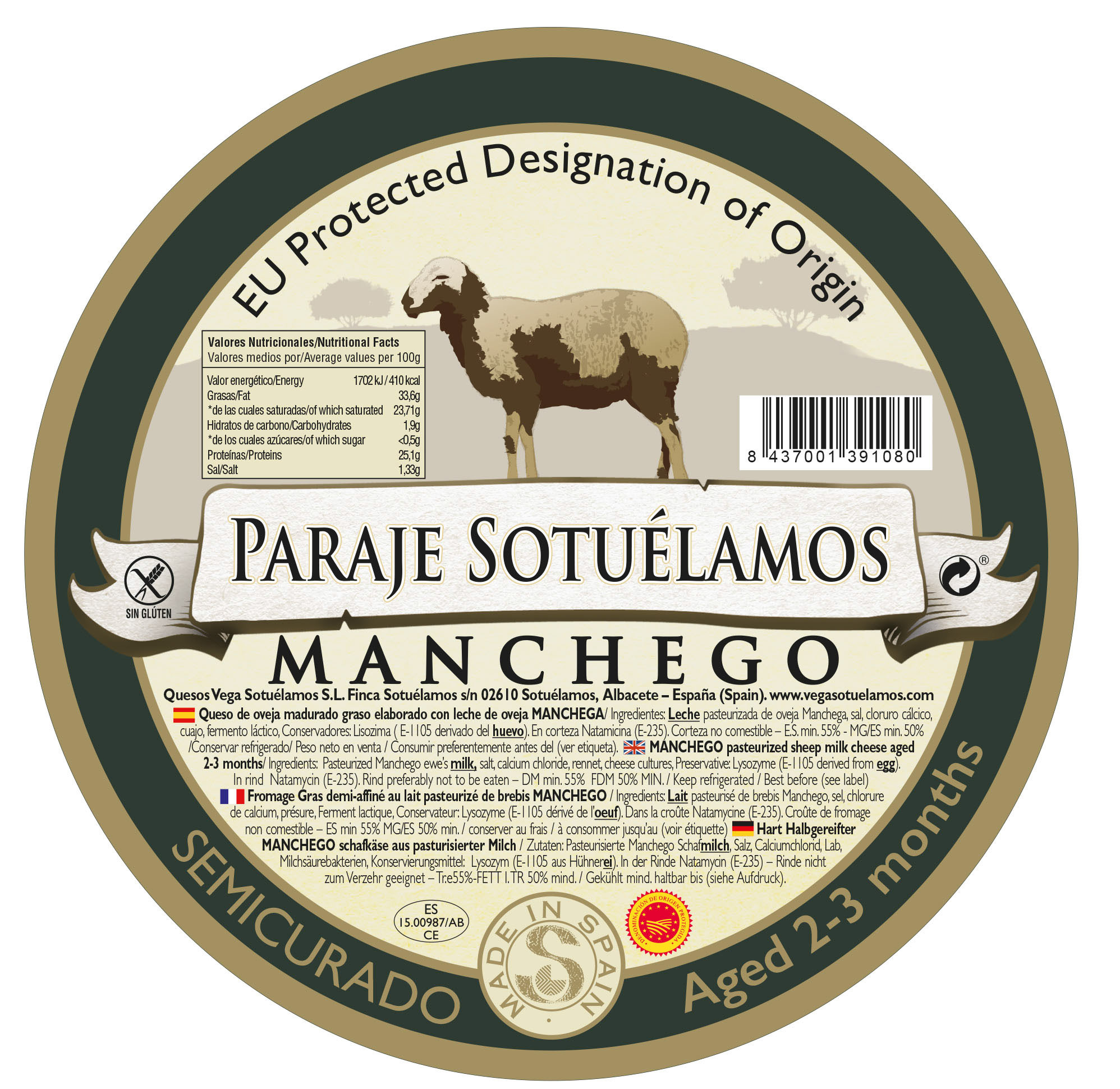 Vega Mancha Manchego Cheese Semicurado (Aged 2-3 months)